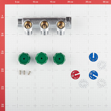 Коллектор Stout 3/4 ВР(г) х 3 выхода 1/2 НР(ш) х 3/4 НР(ш) регулирующий (SMB-6850-341203)