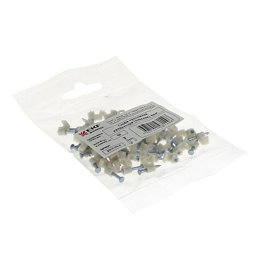 Скобы для крепления кабеля плоские EKF PROxima 4 мм полипропиленовые белые (50 шт.) (plcn-ss-4)