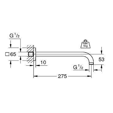 Держатель для верхнего душа Grohe Rainshower 275 мм настенный латунь хром (27488000)