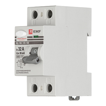 УЗО EKF PROxima ВД-100 32А 1P+N тип AC 30 мА 6 кА (elcb-2-6-32-30-em-pro)