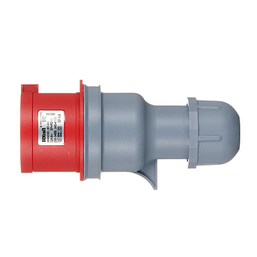 Вилка силовая прямая переносная Dekraft ВП-103 с заземлением 3P+N+PE 3 фазы 32 А 380 В IP44 красная (26105DEK)