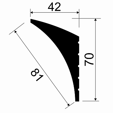 Плинтус потолочный из экополимера ударопрочный 70х42х2000 мм под подсветку Cosca KX007