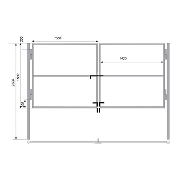 Ворота распашные каркас со столбами 3х1,5 м красно-коричневые