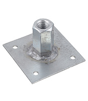 Пластина опорная оцинкованная 60х60х2 мм с гайкой М12