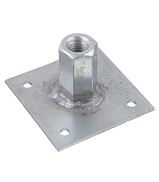 Пластина опорная оцинкованная 60х60х2 мм с гайкой М12