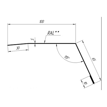 Планка карнизная для металлочерепицы 100х65 мм 2 м графитово-серая RAL 7024