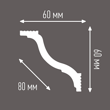 Плинтус потолочный из пенополистирола 60х60х2000 мм Плинтэкс W60/60