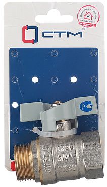 Кран шаровой латунный СТМ 3/4 ВР(г) х 3/4 НР(ш) бабочка прямой