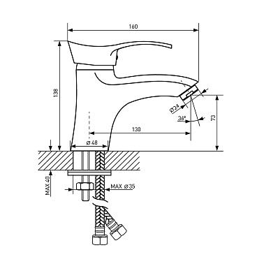 Смеситель для раковины Lavelly Fluent хром однорычажный (672201)