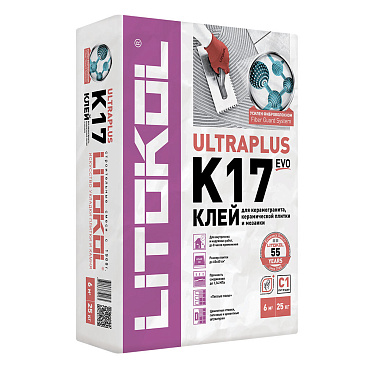 Клей для плитки/ керамогранита/ мозаики/ камня Litokol K17 серый класс C1 T 25 кг
