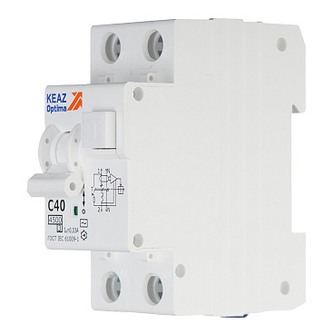 Автомат дифференциальный КЭАЗ OptiDin D63 40А 1P+N тип AC 30 мА 4,5 кА (328102)