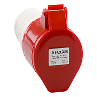 Розетка силовая переносная КЭАЗ с заземлением 3Р+РЕ+N 32 А 380 В IP44 красная (222753)