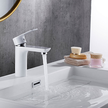 Смеситель для раковины Lavelly White Modern хром/белый однорычажный (623750)