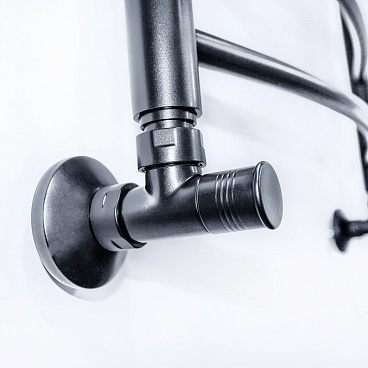 Вентиль с круглой ручкой для полотенцесушителя ЛД 1/2х3/4 черный матовый (2 шт.)