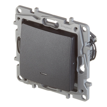 Выключатель Legrand Etika одноклавишный встраиваемый антрацит с подсветкой (672603)