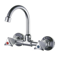Смеситель для кухни РМС хром с поворотным изливом двухвентильный (SL119-362)