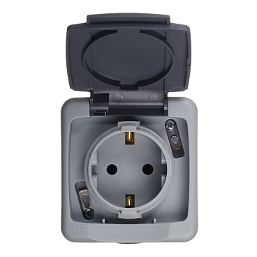 Розетка Makel накладная серая с крышкой (36064029)