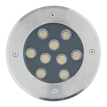 Светильник светодиодный тротуарный встраиваемый Feron металлик 2700К 9 Вт IP67 (32018)