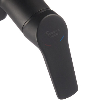 Смеситель для ванны Corsa Deco KX черный матовый однорычажный со средним изливом с лейкой (FBTKX2B)