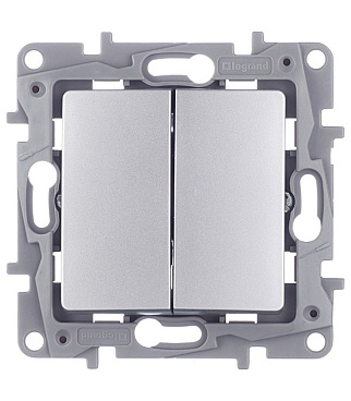 Переключатель Legrand Etika двухклавишный встраиваемый алюминий (672412)