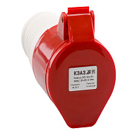 Розетка силовая переносная КЭАЗ с заземлением 3Р+РЕ+N 16 А 380 В IP44 красная (222751)