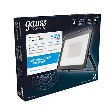 Прожектор светодиодный Gauss Qplus ДО-50 6500К 50 Вт IP65 черный