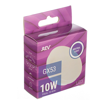Лампа светодиодная Rev GX53 4000К 10 Вт 800 Лм 180-240 В таблетка матовая
