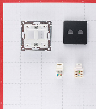 Розетка компьютерная/ телефонная Hegel Master встраиваемая черная RJ11/ RJ45 (РСКТ-440-08)