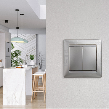 Выключатель Legrand Valena двухклавишный встраиваемый алюминий (694337)