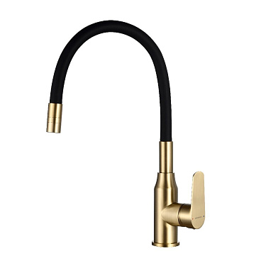 Смеситель для кухни Decoroom DR29 бронза/черный с гибким изливом однорычажный (DR29024B-Black)