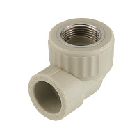 Угол полипропиленовый Valfex комбинированный 25 мм х 3/4 ВР(г) серый (10125025Г)