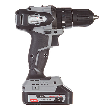 Дрель-шуруповерт ударная аккумуляторная Интерскол ДАУ-13/18ВК 18 В 1,5 Ач Li-Ion 2 АКБ иЗУ (573.1.2.70)