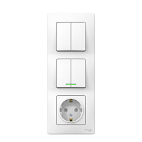 Блок выключатель и розетка Systeme Electric Blanca четырехклавишный встраиваемый белый с подсветкой (BLNBS102211)