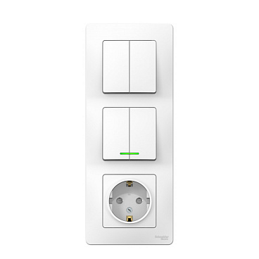 Блок выключатель и розетка Systeme Electric Blanca четырехклавишный встраиваемый белый с подсветкой (BLNBS102211)