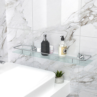 Полка для ванной Fora Long 600х157х65 мм стекло/металл хром (L03460M/1329)