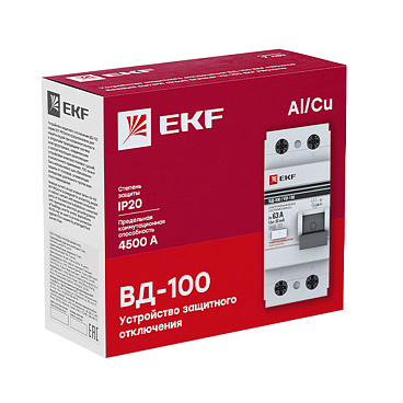 УЗО EKF PROxima ВД-100 40А 1P+N тип AC 300 мА 4,5 кА (elcb-2-40-300-em-pro)