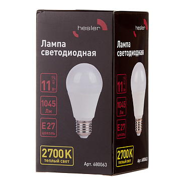 Лампа светодиодная Hesler E27 2700К 11 Вт 1045 Лм 230 В груша А60 матовая