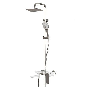 Душевая система Mixline City White с верхним душем с лейкой со смесителем хром/белый (553216)