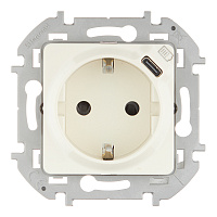 Розетка Legrand Inspiria встраиваемая слоновая кость с заземлением с USB Type-C (673771)