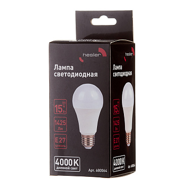 Лампа светодиодная Hesler E27 4000К 15 Вт 1425 Лм 230 В груша А60 матовая