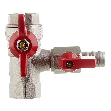 Кран шаровой латунный Valtec 1/2 ВР(г) х 1/2 ВР(г) проходной бабочка с обратным клапаном (VT.248.N.04)