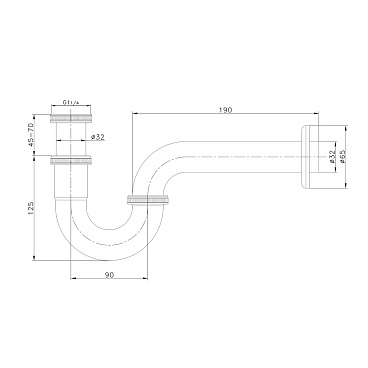 Сифон для раковины Tokito 1 1/4х45 мм без выпуска с соединением 32 мм хром (TOK-SHI-S32CH)