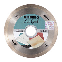 Диск алмазный по керамограниту Hilberg Scalpel 0,8 mm 125х22,23х0,8 мм сплошной ультратонкий мокрый рез (HM008)