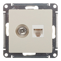 Розетка телевизионная/ компьютерная Systeme Electric AtlasDesign встраиваемая бежевая TV/ RJ45 (ATN000289)