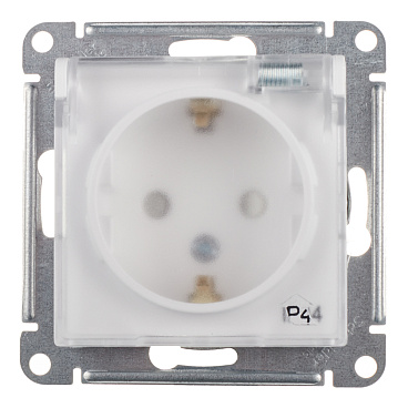 Розетка Systeme Electric AtlasDesign Aqua встраиваемая белая со шторками с крышкой (ATN440146)