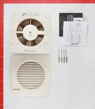 Вентилятор осевой Cata B-12 Plus 170х170 мм d120 мм слоновая кость