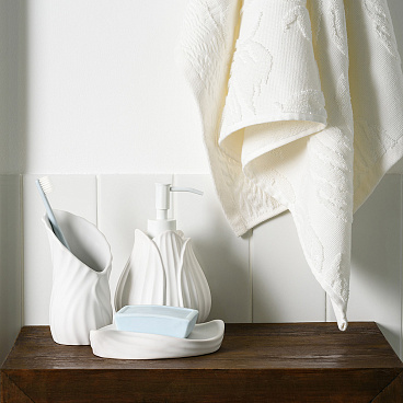 Мыльница для ванной Moroshka Fleur настольная керамика белая (G88-92)