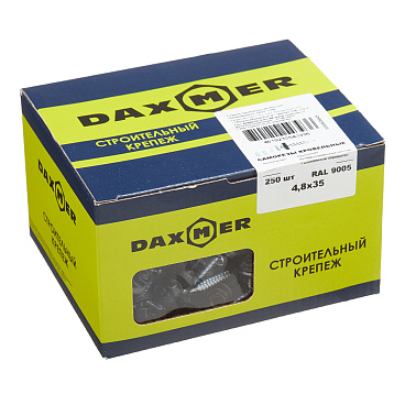 Саморезы кровельные с буром 35х4,8 мм металл-дерево черный янтарь RAL 9005 Daxmer (250 шт.)