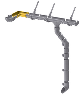 Угол желоба Docke Lux пластиковый d140 мм 90° шоколад RAL 8019