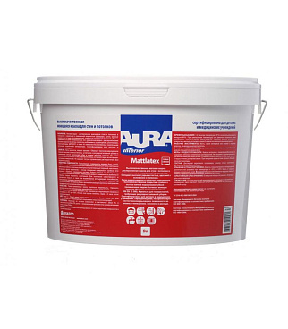 Краска моющаяся Aura Interior Mattlatex база А белая 9 л